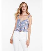 Express Womens Dotted Floral Ruched Front Flutter Cami