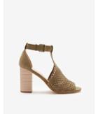 Express Womens Perforated Ankle Strap Open Toe Booties