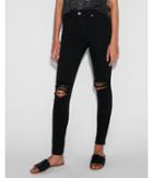 Express Womens Black High Waisted Ripped Knee Stretch Jean