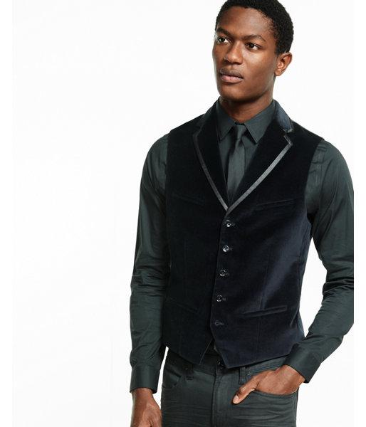 Express Mens Black Velvet Vest