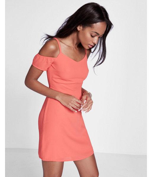 Express Cold Shoulder Fit And Flare Dress