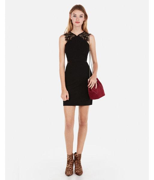 Express Womens Lace Trim Cut-out  Dress