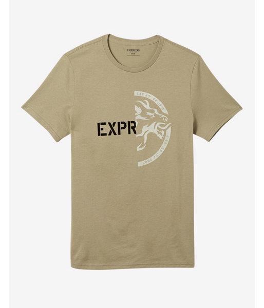 Express Mens Half Lion Crew Neck Graphic Tee