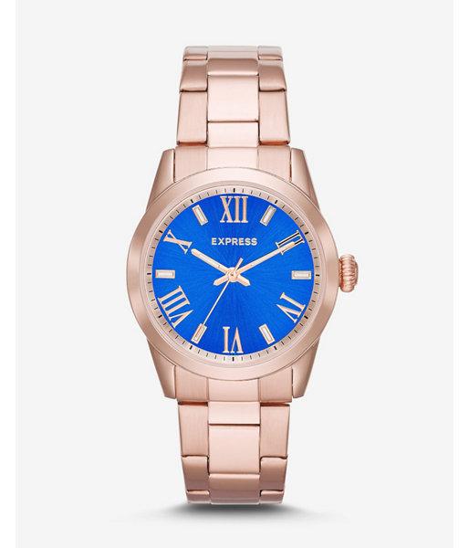 Express Mens Analog Bracelet Watch - Blue And Rose Gold