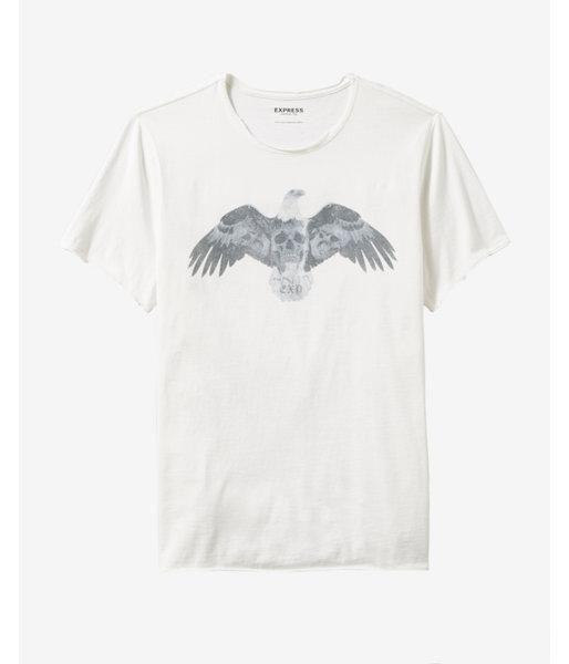 Express Mens Raw Edge Eagle Graphic T-shirt