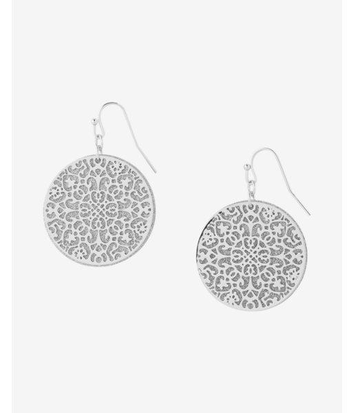 Express Round Glitter Filigree Drop Earrings