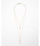 Express Womens Linear Bezel Stone Layered Necklace