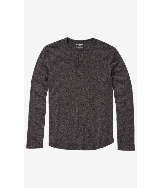 Express Men's Tees Striped Heather Henley Tee