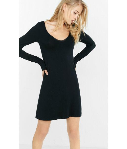Express Women's Dresses Long Sleeve V-neck Trapeze Dress