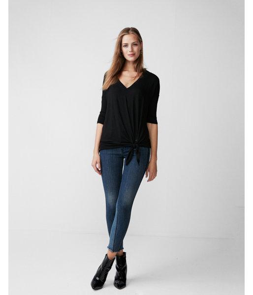 Express Womens Tie Hem V-neck