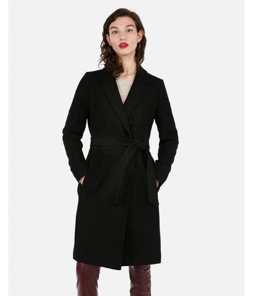 Express Womens Long Belted Wool-blend Car Coat