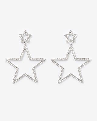 Express Womens Two Tier Rhinestone Star Drop Earrings