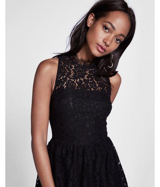 Express Tiered Lace Fit And Flare Dress