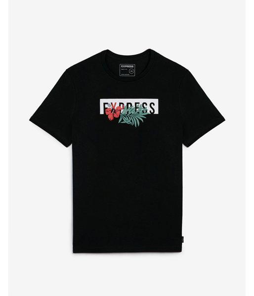 Express Mens Express Floral Logo Crew Neck Graphic Tee