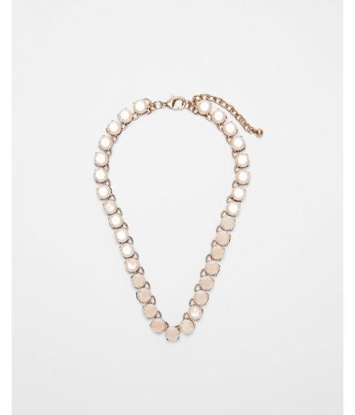 Express Womens Round Stone Mini Statement Necklace