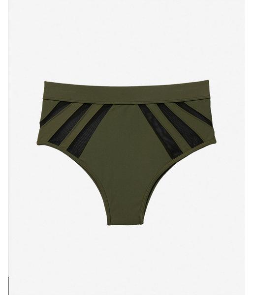 Express Womens High Waisted Mesh Cut-out Bikini