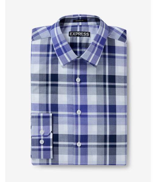 Express Mens Modern Fit Plaid Dress