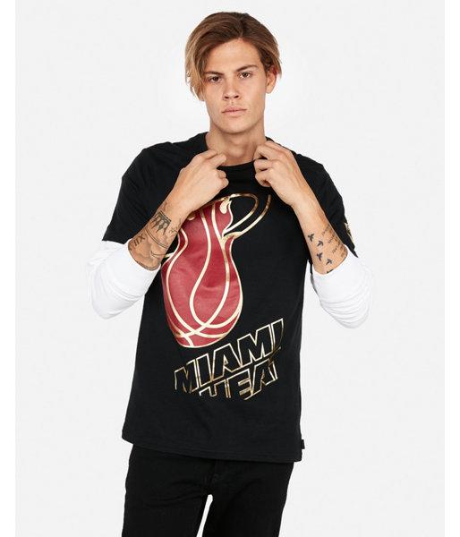 Express Mens Miami Heat Nba Foil Graphic Tee