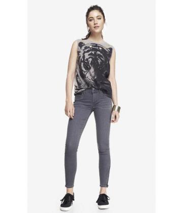 Express Mid Rise Ankle Zip Jean