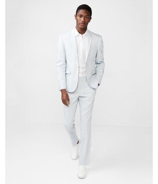 Express Mens Extra Slim Light Blue Stretch Wool Blend