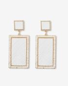 Express Womens Square Snakeskin Textured Beaded Drop Earrings
