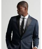 Express Mens Classic Dark Blue Cotton Sateen Tuxedo Jacket