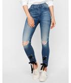 Express Womens Express Womens Super High Waisted Lace-up Stretch Ankle Jean