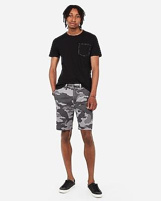 Express Mens 9 Inch Camo Flat Front