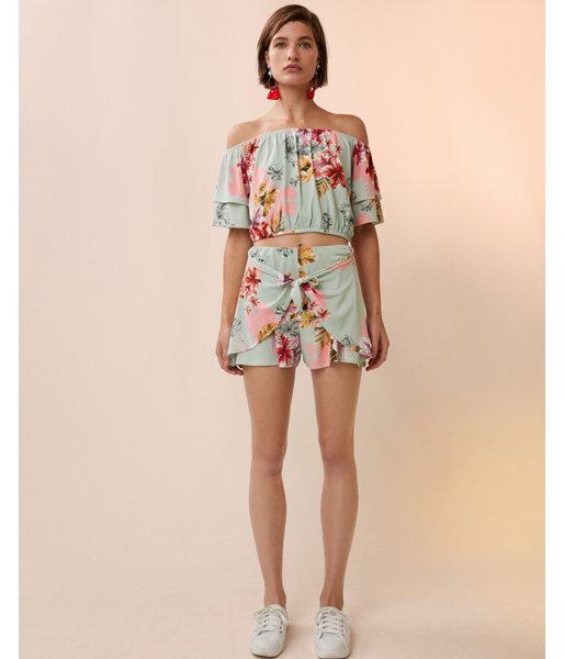 Express Womens High Waisted Floral Tie Front