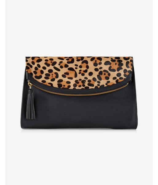 Express Womens Leopard Print Rounded Fold-over Clutch