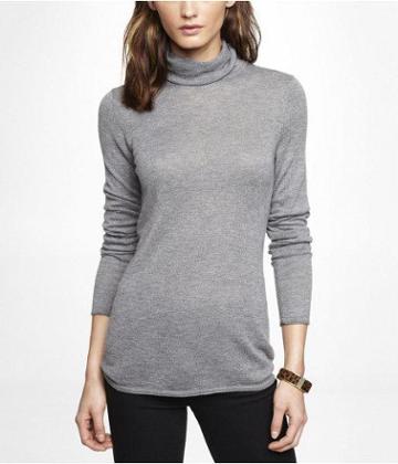 Womens Long Sleeve Turtleneck Sweater Gray X Small