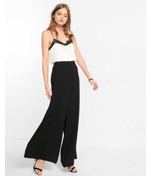 Express Womens Faux Leather And Lace Pieced Cami