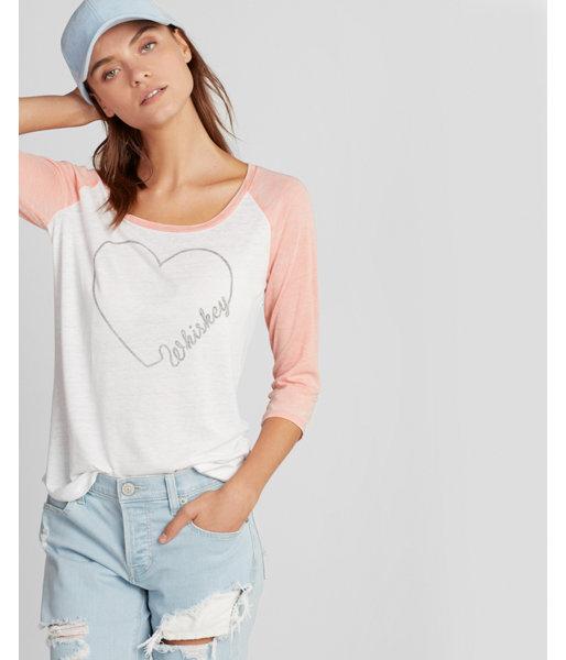 Express Whiskey Heart Raglan Baseball Tee