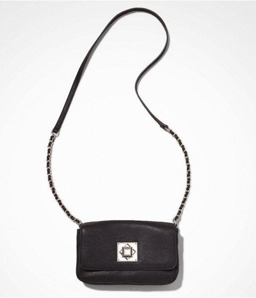 Womens Turn Lock Cross Body Bag Black