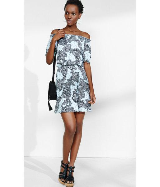 Express Women's Dresses Medallion Floral Smocked Off The