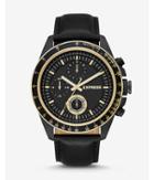 Express Mens Black Leather Strap Multi-function Watch