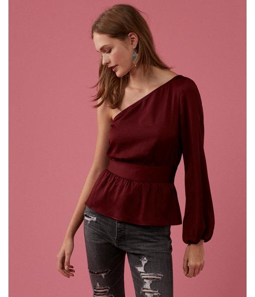 Express One Shoulder Tie Waist Blouse