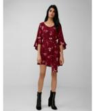 Express Womens Floral Crew Neck Bell Sleeve Wrap Dress