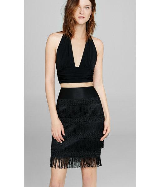 Express Women's Tops Plunging V-neck Halter Crop Top
