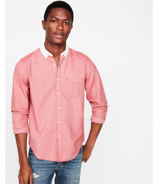 Express Mens Slim White Collar Slim Fit Oxford