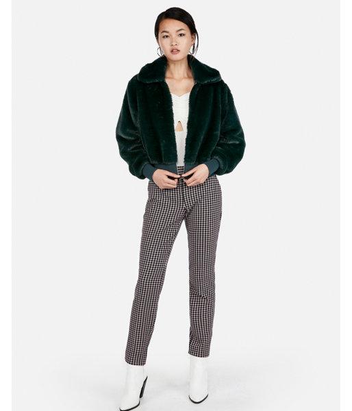 Express Womens Faux Fur Cropped Jacket