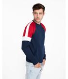 Express Mens Color Block Fleece Crew Neck