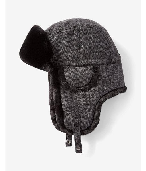 Express Mens Herringbone Faux Fur Trapper Hat