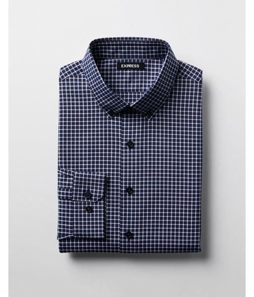 Express Mens Extra Slim Check Button-down Dress