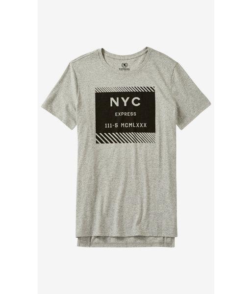 Express Men's Tees Heather Gray Nyc Plate Graphic T-shirt