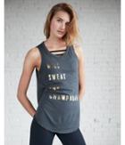 Express Womens Sweat For Champagne Open Back Graphic Tank
