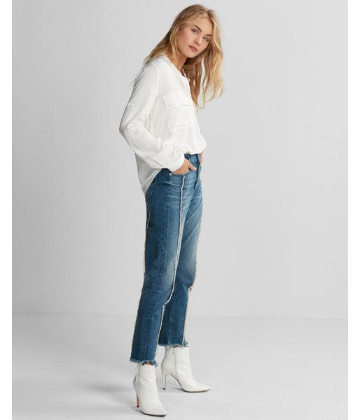 Express Two Pocket Henley Popover Blouse