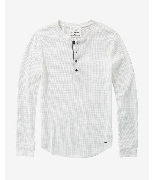 Express Mens Long Sleeve Waffle Knit Henley