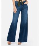 Express Womens High Waisted Dark Wash Wide Leg