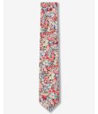 Express Mens Red Floral Print Slim Liberty Fabric Cotton Tie